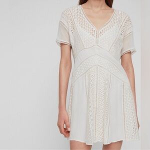 All Saints Cindi Lace Mini Dress Oyster White